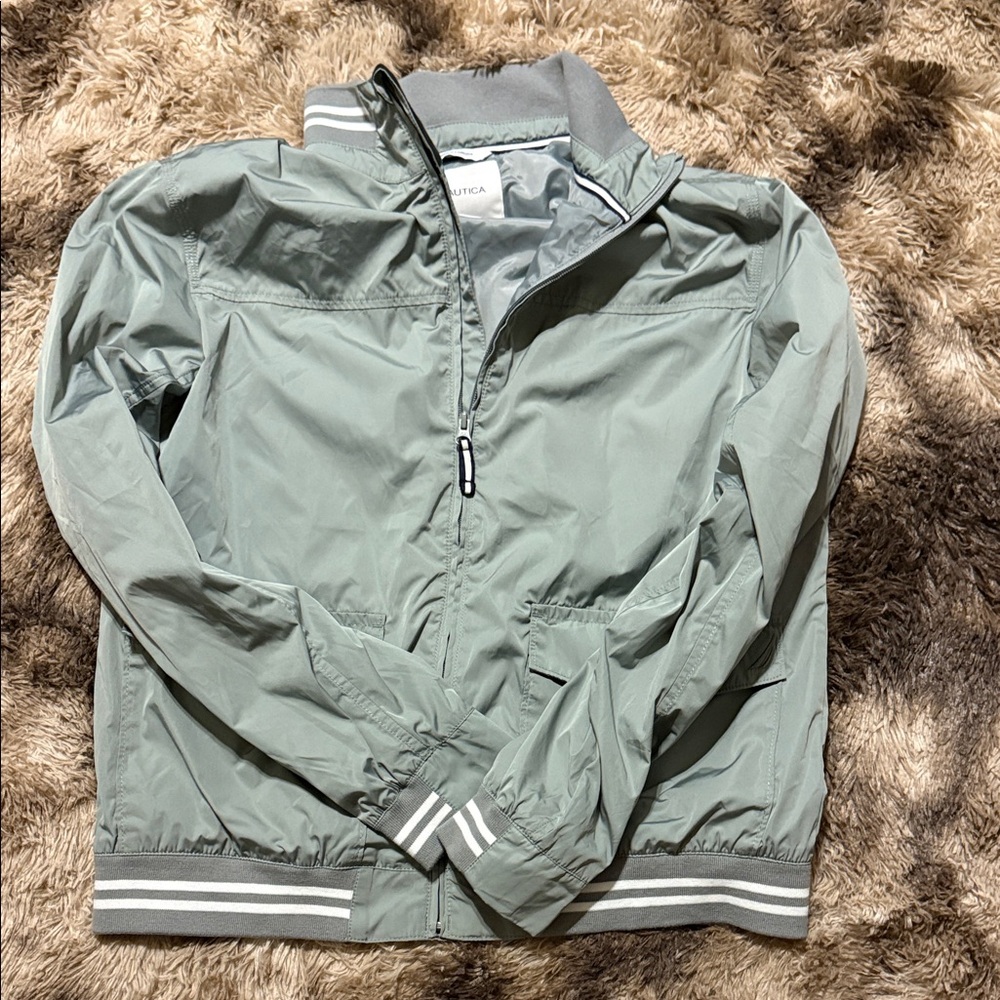 Nautica Light Gray Windbreaker Jacket